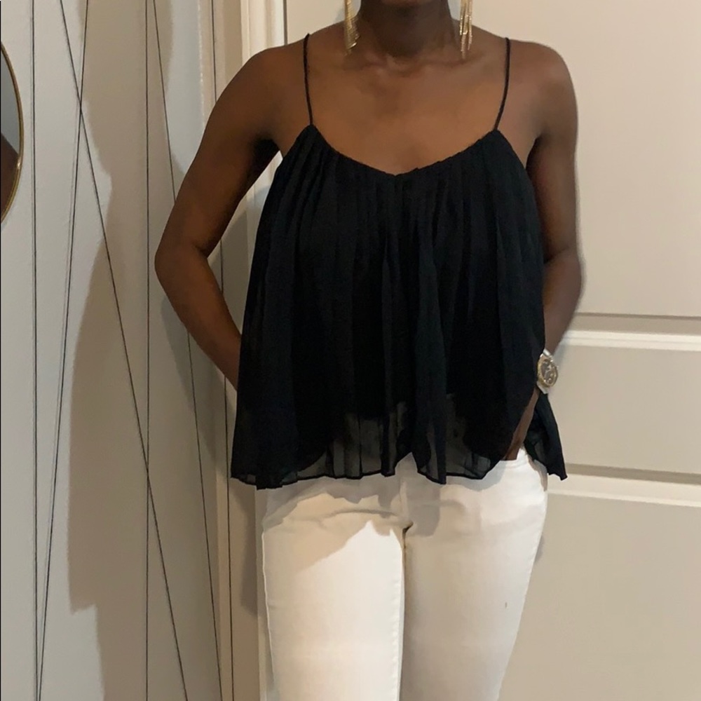 Black ruffled top